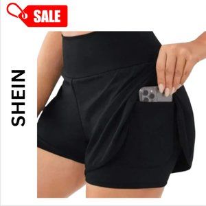 SHEIN - High Waisted Wide Waistband Phone Pocket Sports Shorts